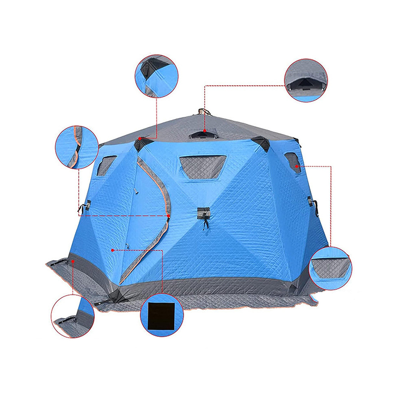 Large Five-Sided Fiberglass Frame Ice Fishing Tent